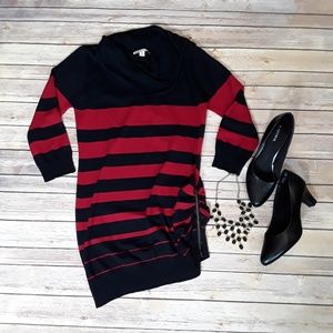 Striped Slouch Neck Sweater Dress